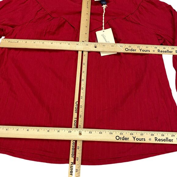 Universal Thread Women's Size XS Long Sleeve Blouse Top Red Peasant Prairie NWT - Picture 6 of 15